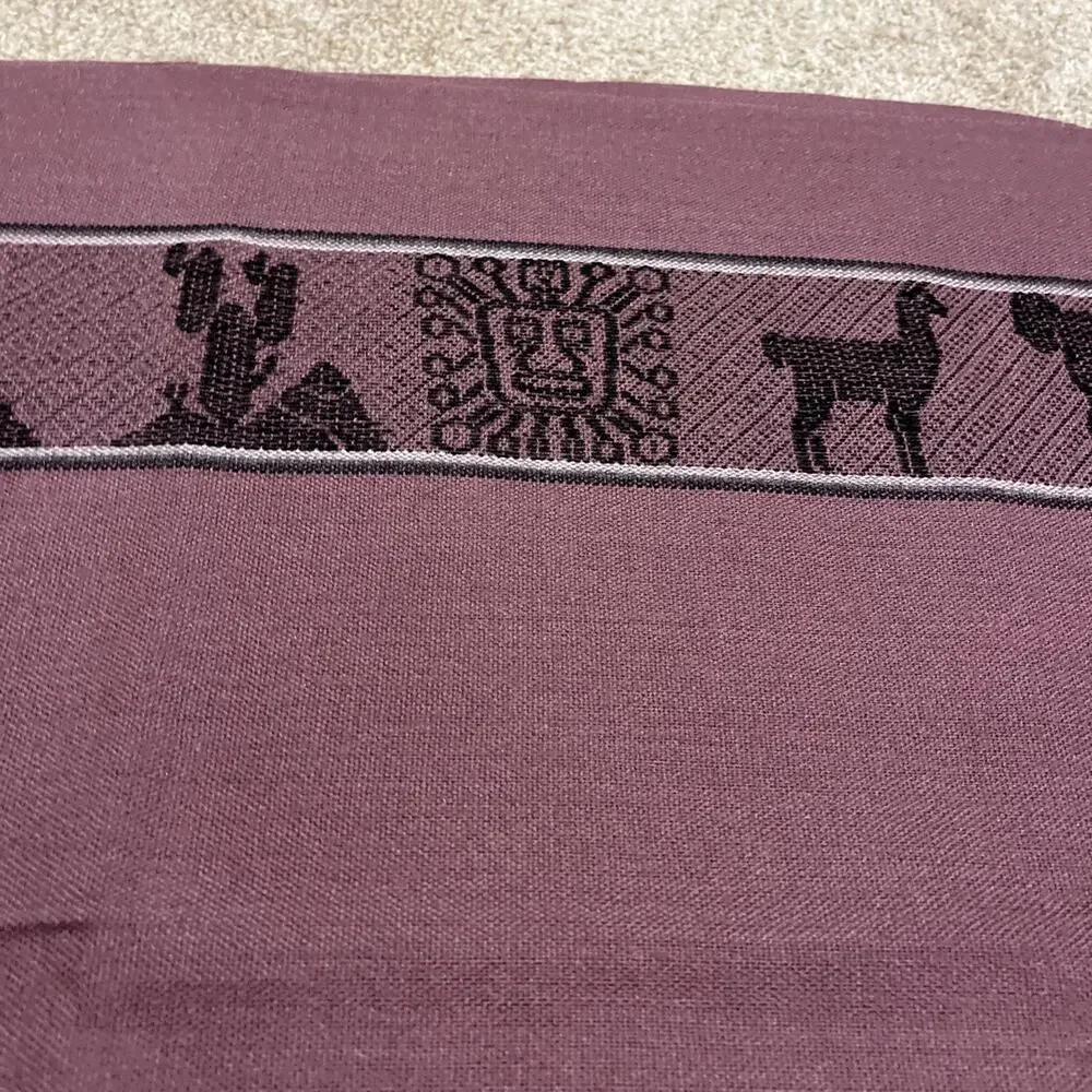 Burgundy Purple Alpaca Travel Scarf • Sun God • Vintage • 68x24